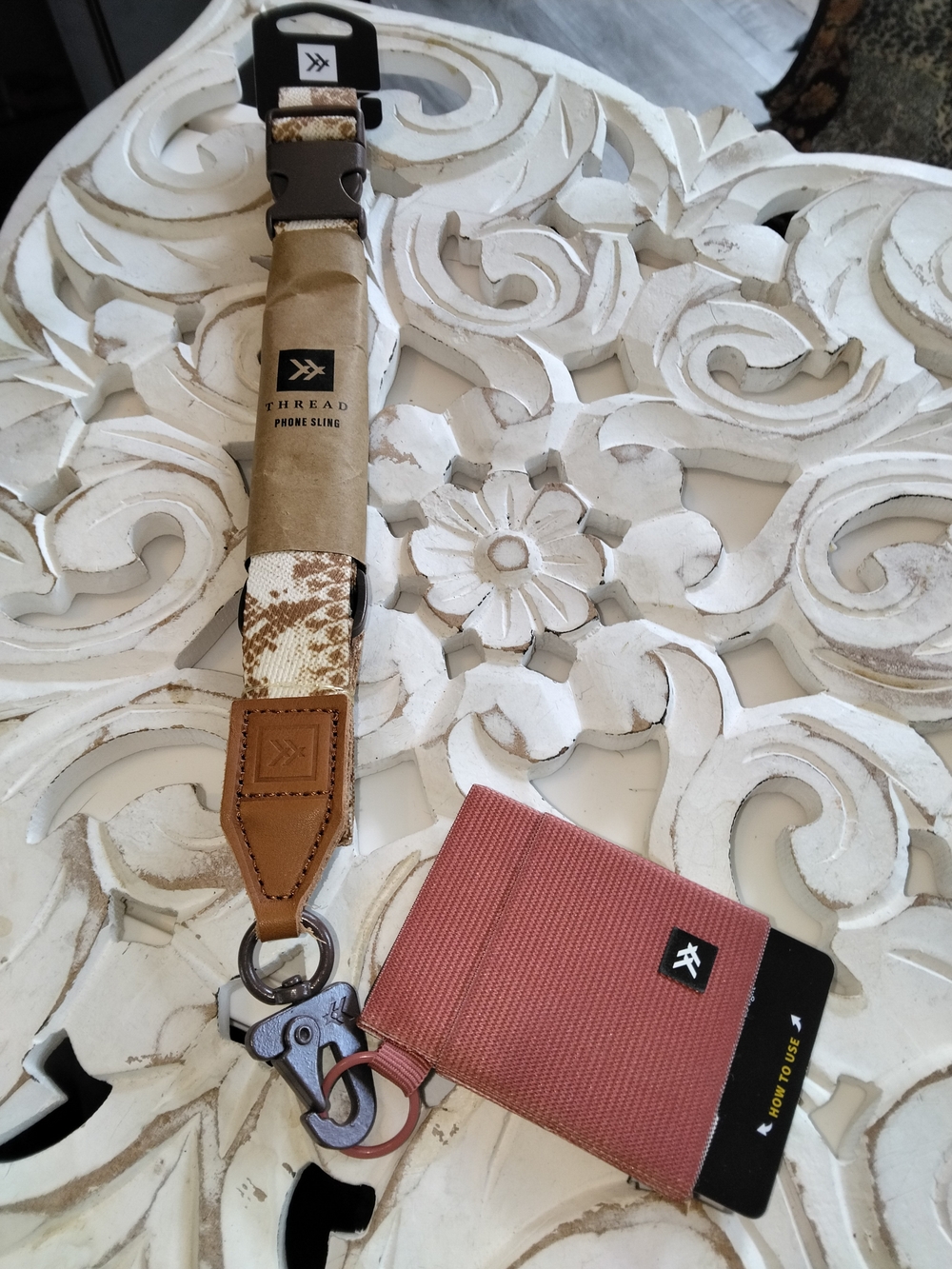 Phone Sling & Card Wallet - Dusty Rose and Tan